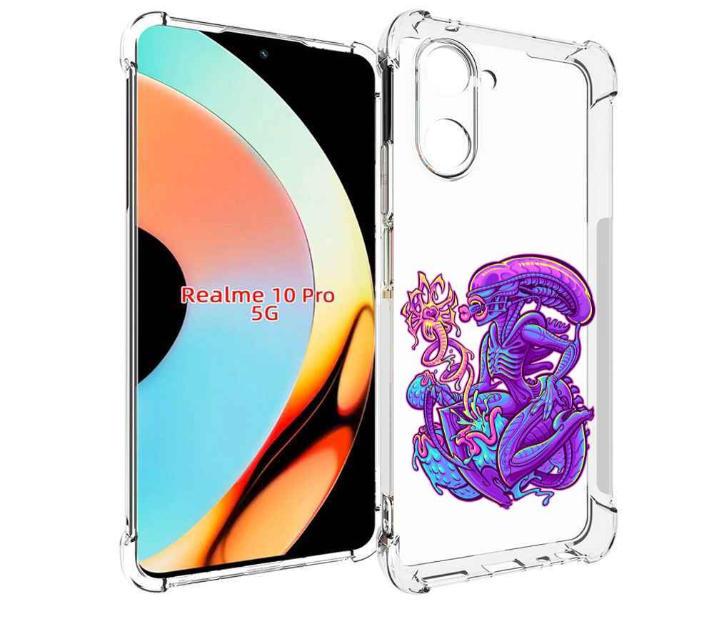 

Чехол бампер MyPads чужой фиолетовый цвет для Realme 10 Pro прот..., Прозрачный, Tocco