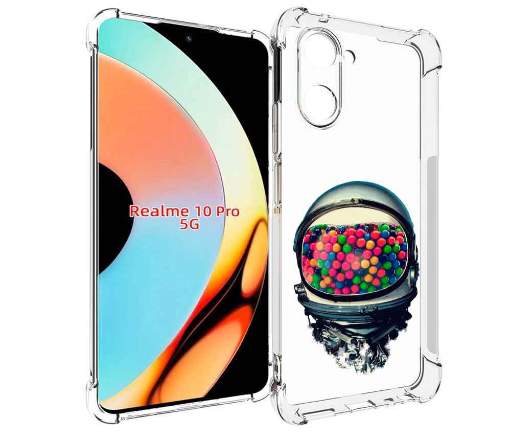 

Чехол бампер MyPads шлем космонавта для Realme 10 Pro противоуда..., Прозрачный, Tocco