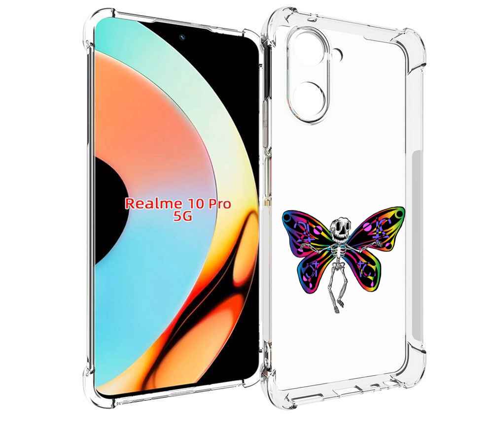 

Чехол бампер MyPads эффект бабочки для Realme 10 Pro противоударный, Прозрачный, Tocco