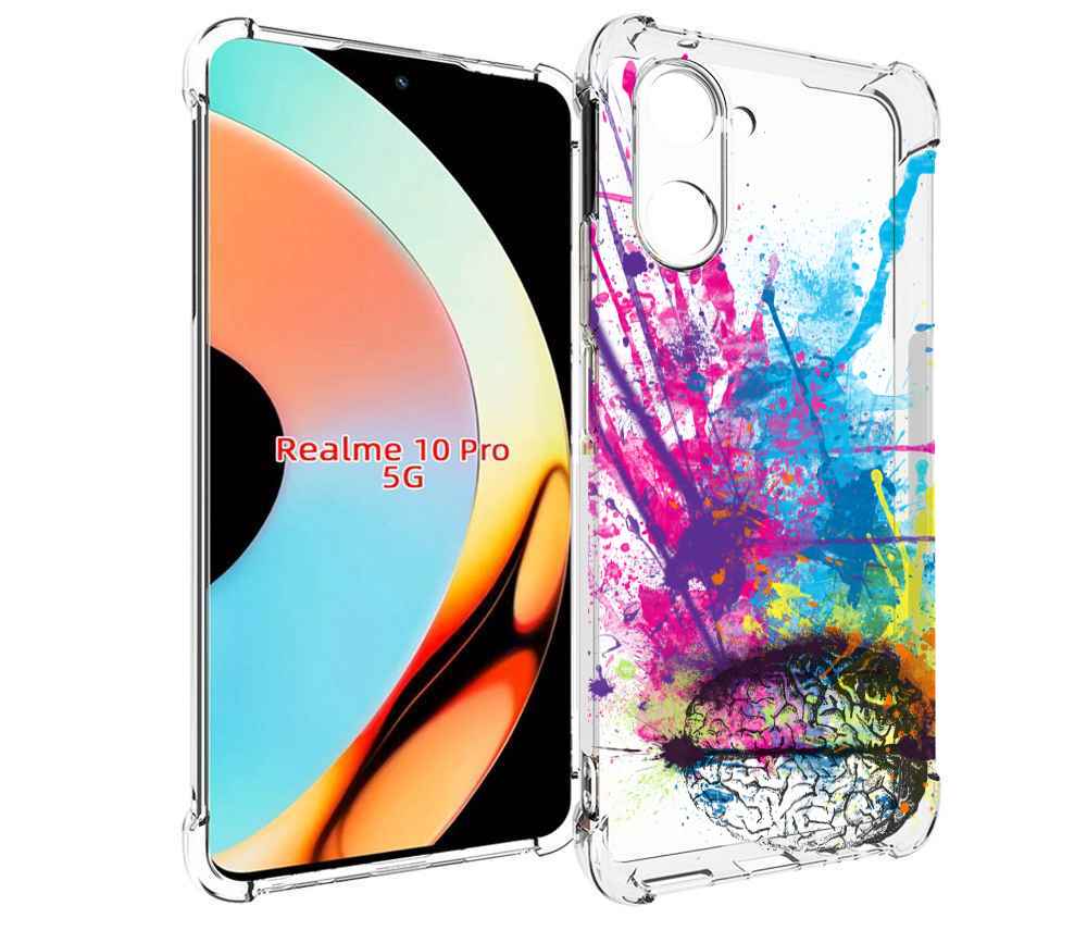 

Чехол бампер MyPads яркий красочный мозг для Realme 10 Pro проти..., Прозрачный, Tocco