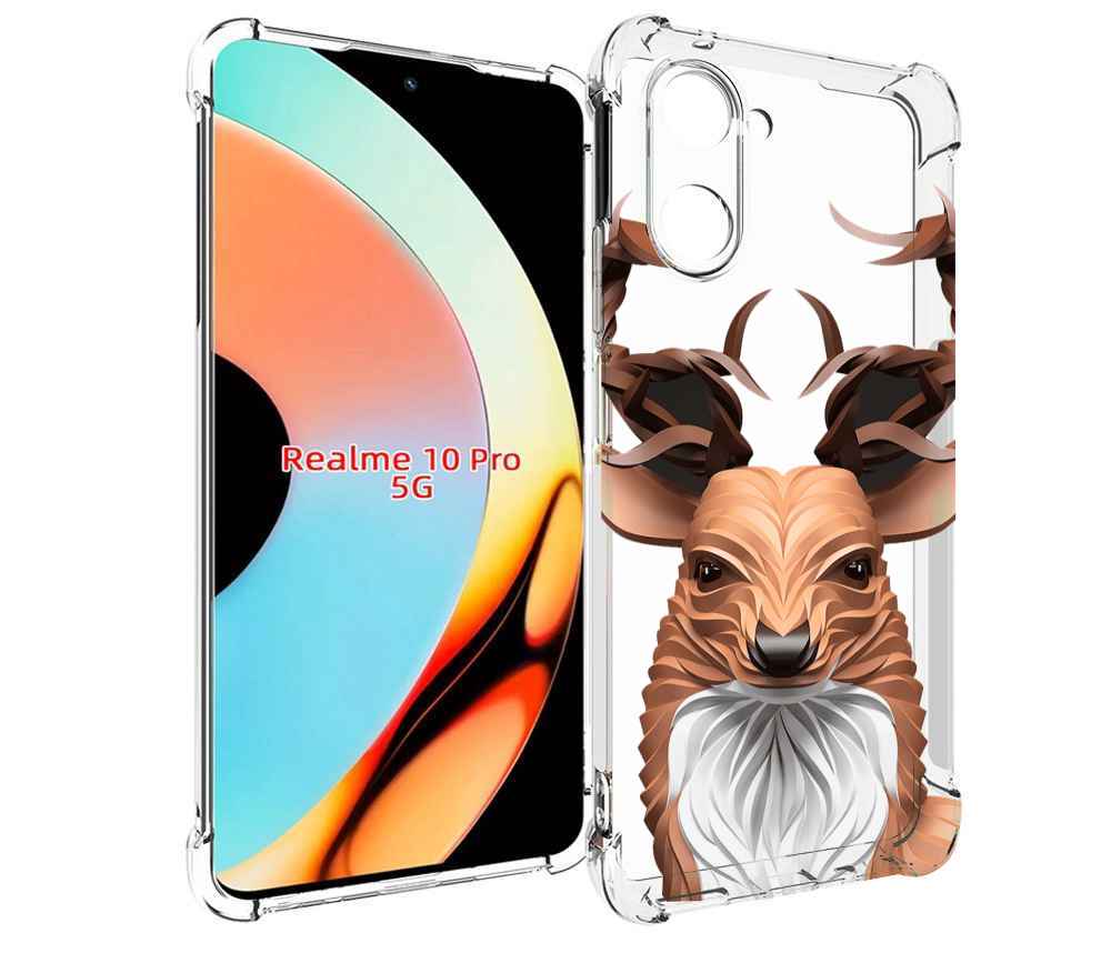 

Чехол бампер MyPads 3D-олень для Realme 10 Pro противоударный, Прозрачный, Tocco
