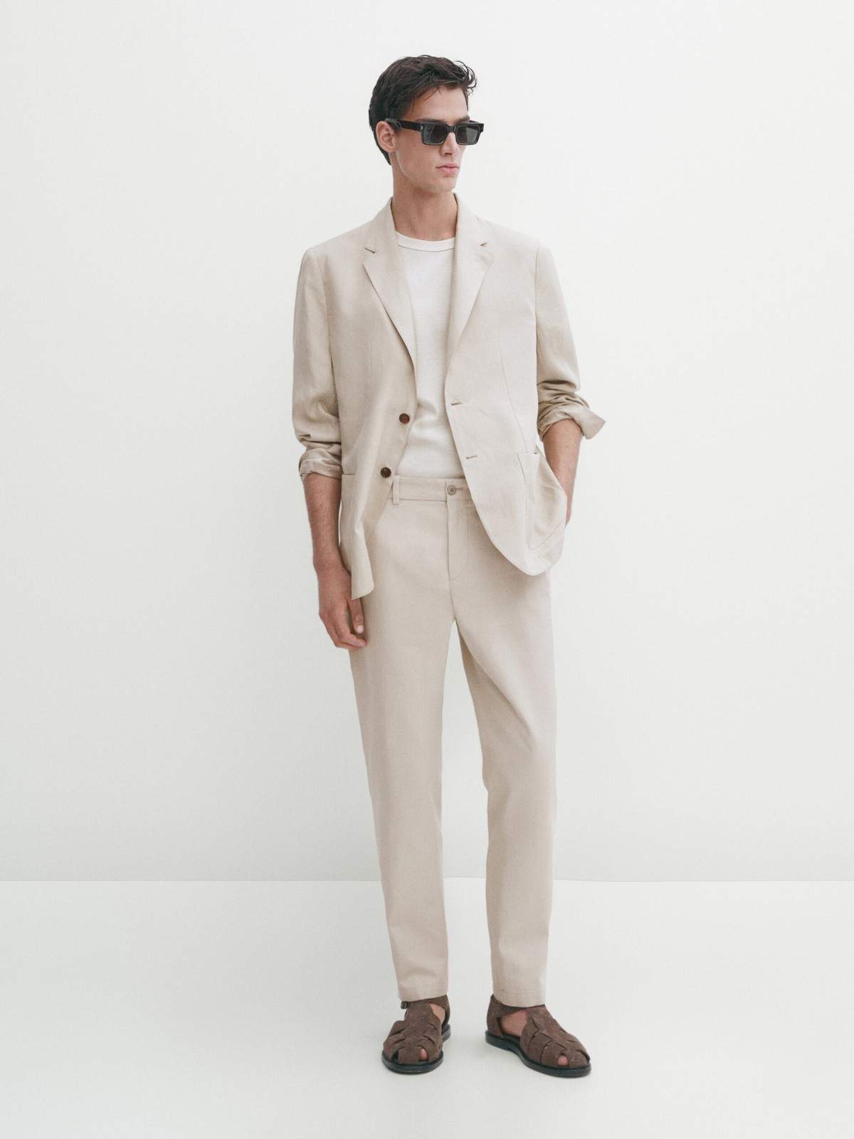 

Брюки мужские Massimo Dutti 0012/012-I2024 бежевые 46 EU, Бежевый, 0012/012-I2024