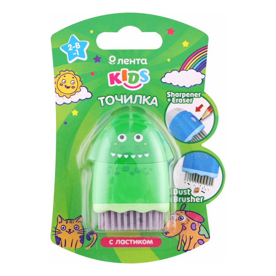 

Точилка ручная Лента Kids 2 в 1 с ластиком 1 отверстие