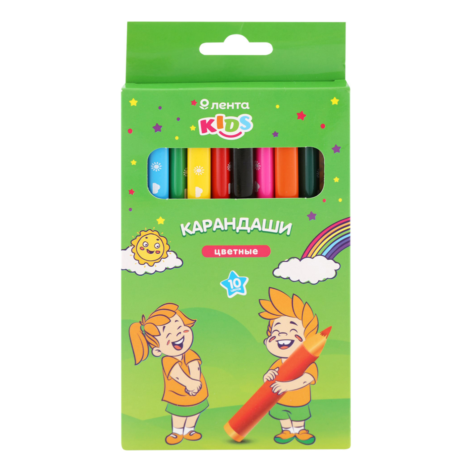 

Карандаши цветные Лента Kids 10 шт, Разноцветные