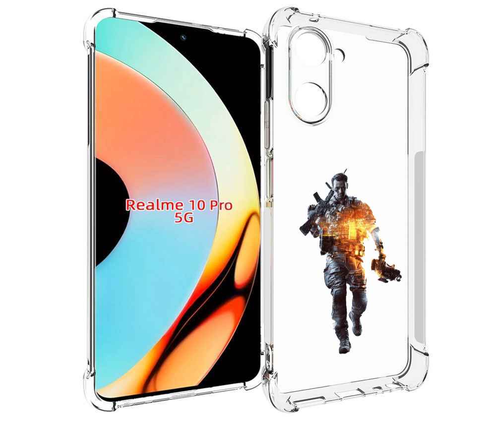 

Чехол бампер MyPads Battlefield-4 мужской для Realme 10 Pro прот..., Прозрачный, Tocco