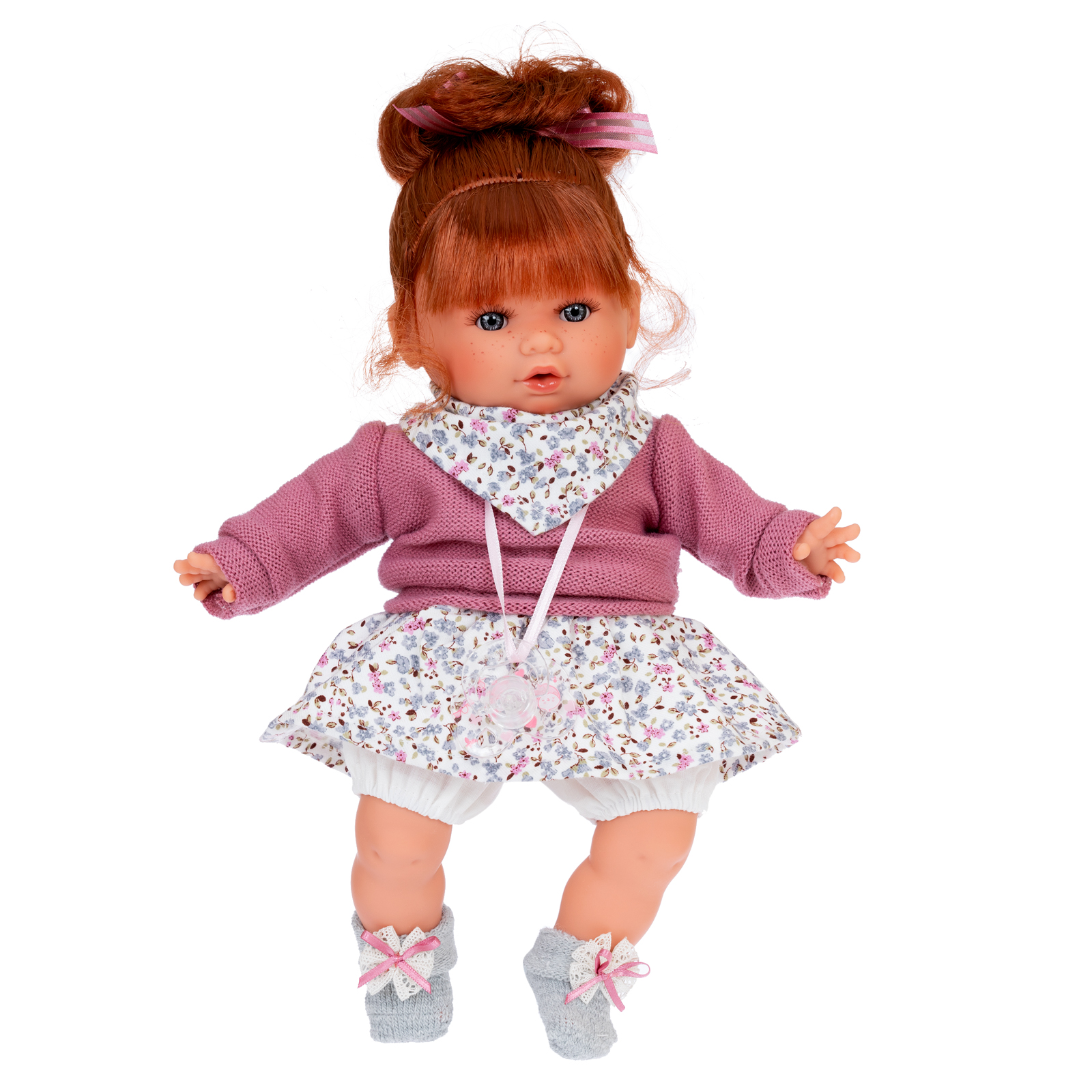 Кукла озвученная Antonio Juan Клара в фиолетовом, 30 см, плачет, мягконабивная