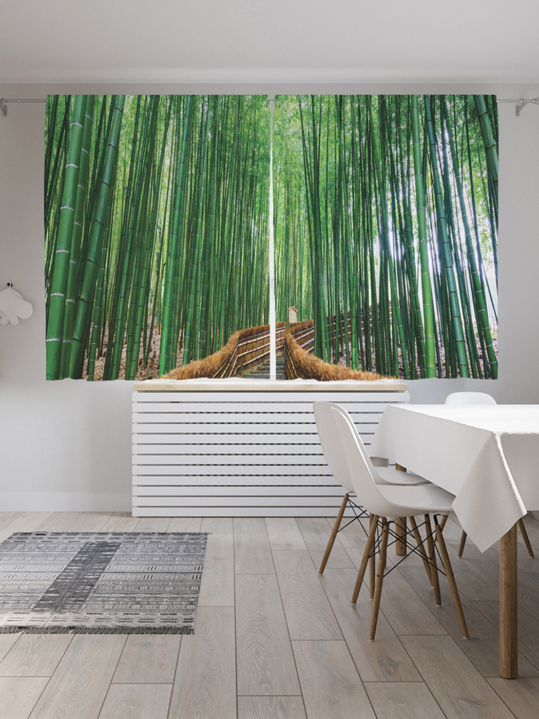 

Шторы с фотопечатью JoyArty "Дорожка в бамбуковом лесу" из сатена, 290х180 см