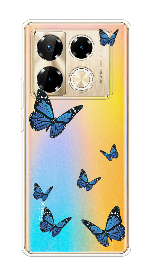 

Чехол на Infinix Note 40 Pro "Blue butterflies", Синий;черный, 3105750-1