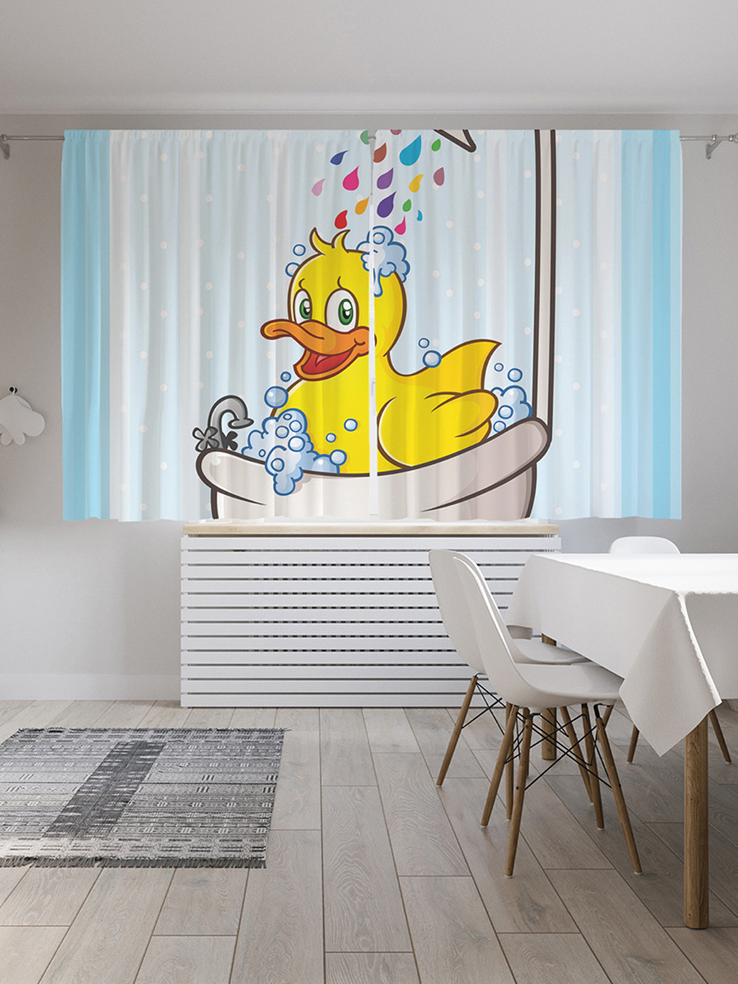 

Шторы с фотопечатью JoyArty "Счастливая утка" из сатена, 290х180 см