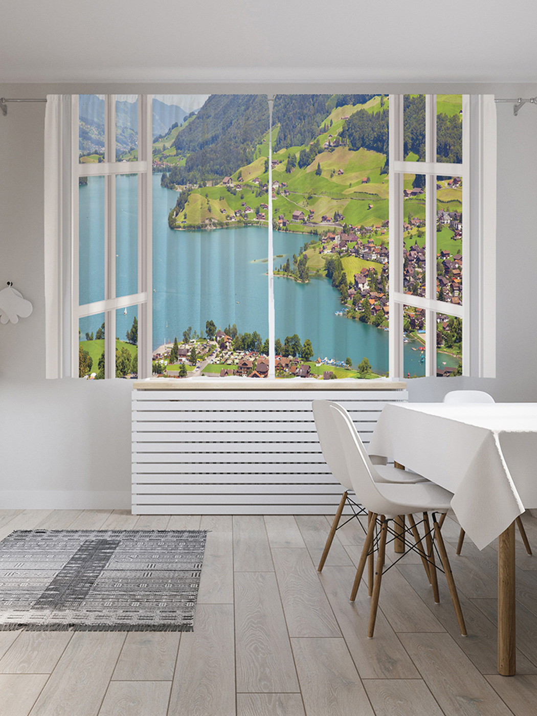 

Шторы с фотопечатью JoyArty "Холмовое окно" из сатена, 290х180 см