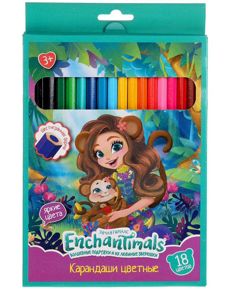 

Карандаши цветные Умка Enchantimals 18 шт, Разноцветные