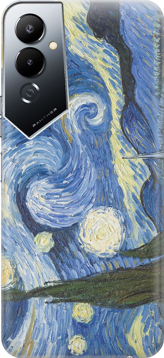

Силиконовый чехол на Tecno Pova 4 с принтом "Звездная ночь", Голубой;желтый, 158040