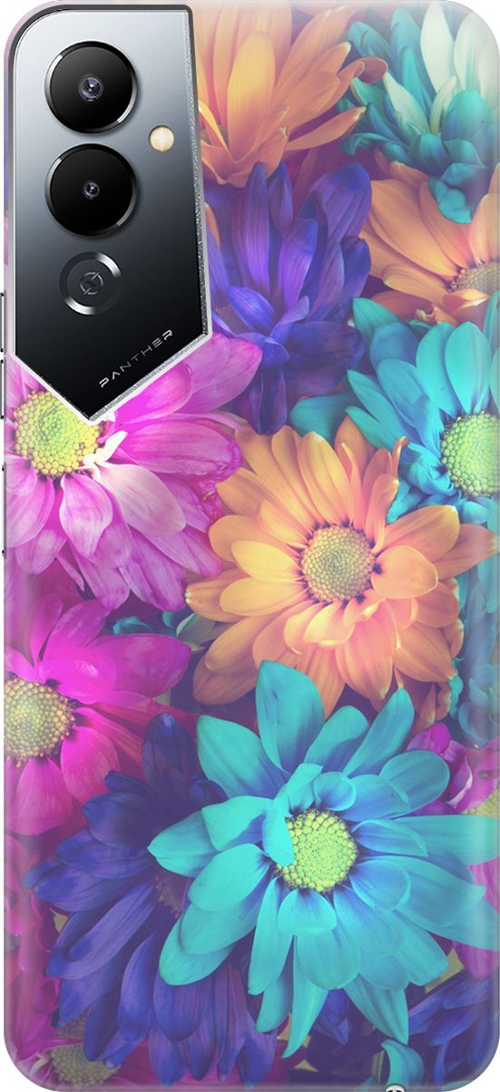 

Силиконовый чехол на Tecno Pova 4 с принтом "Много цветов", Голубой;розовый, 158042
