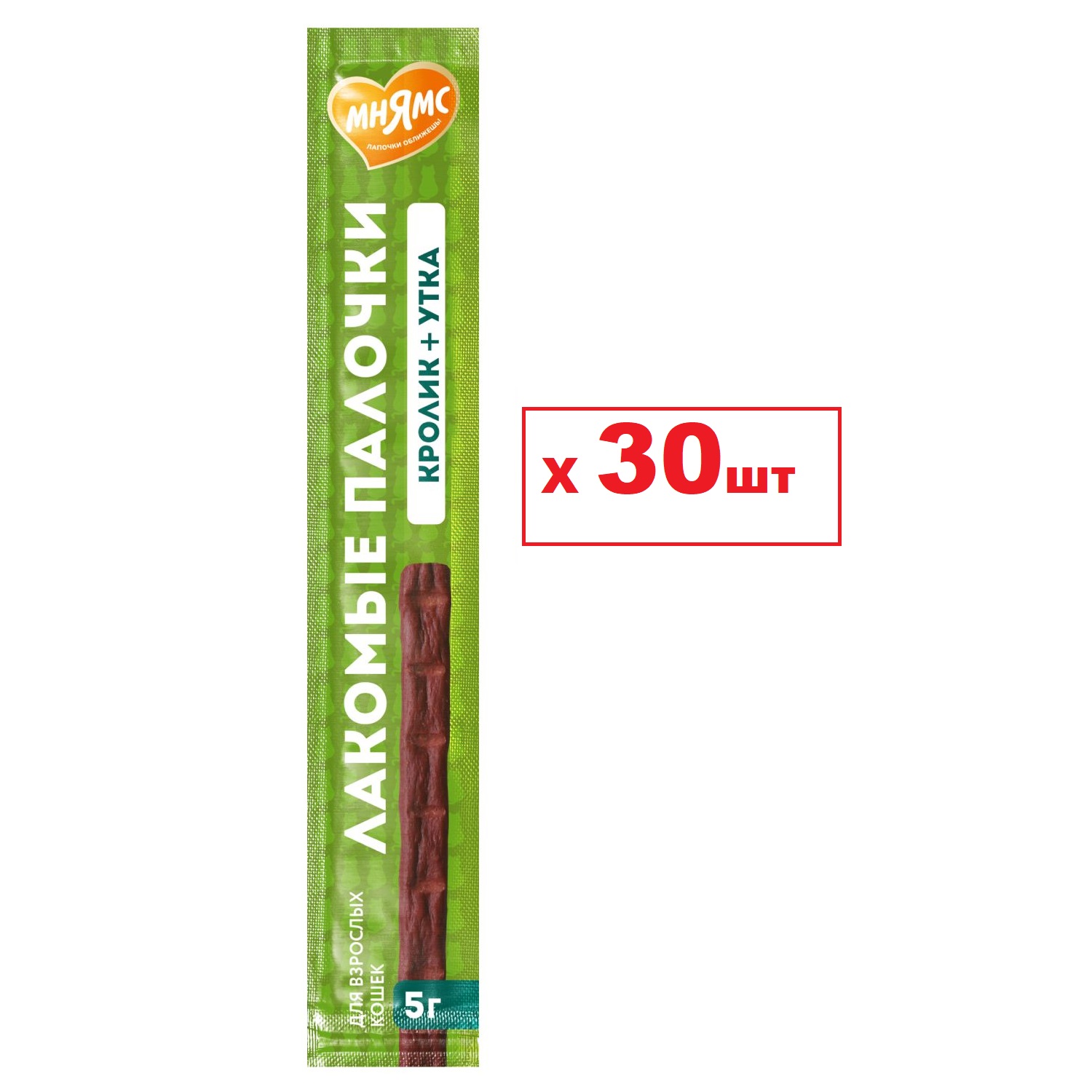 

Лакомство для кошек Мнямс утка и кролик, 30 шт по 5 г