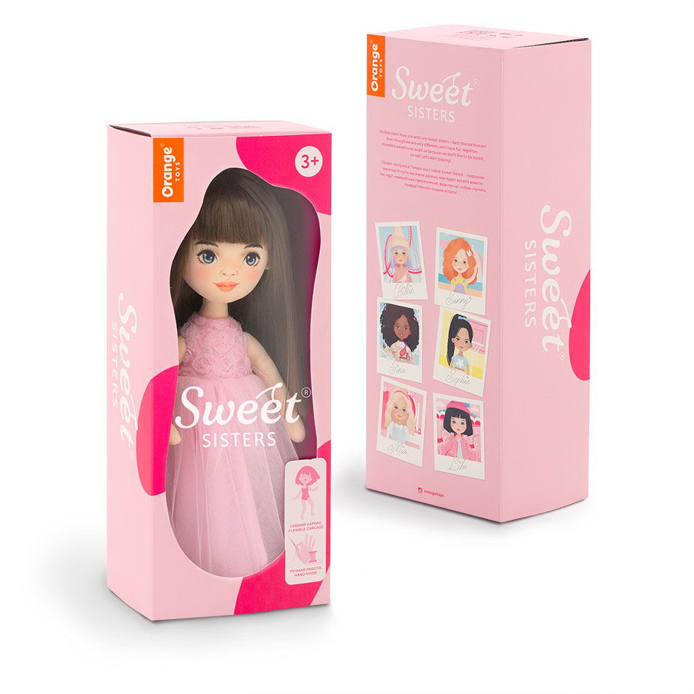 Тканевая кукла Orange Toys Sweet Sisters Sophie в розовом платье с розочками