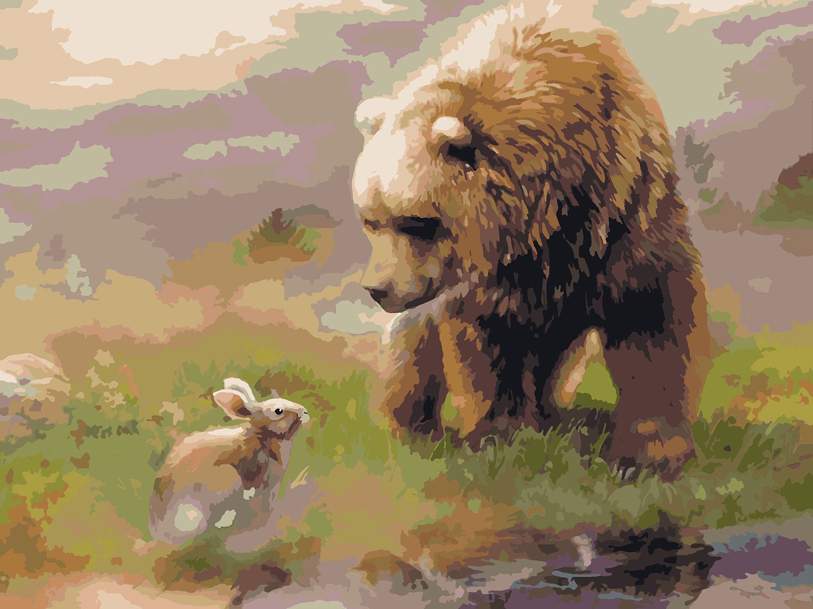 фото Картина по номерам красиво красим заяц и медведь, 30 х 40 см