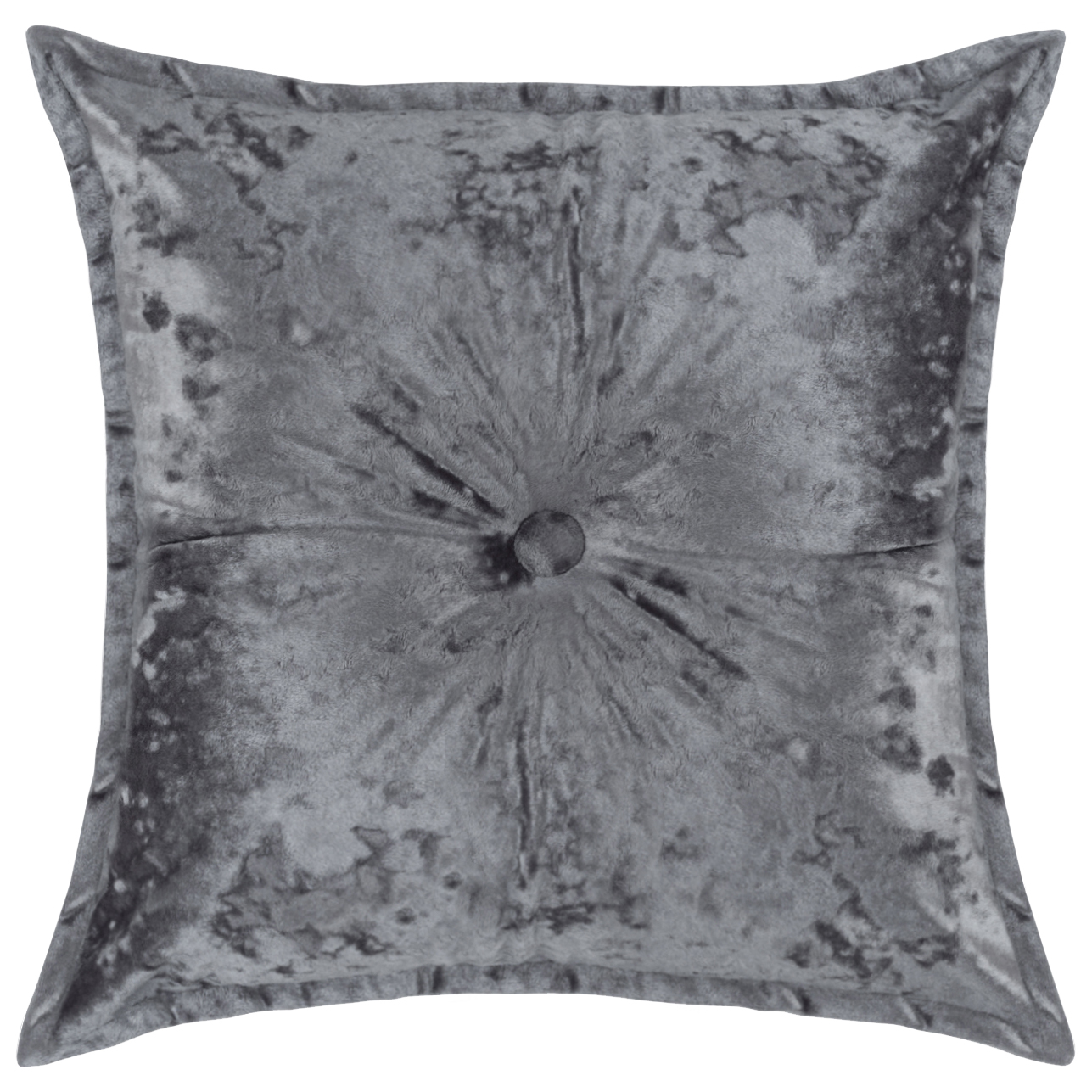 фото Декоративная подушка бархат плюш с пуговицей zengintex, 45х45 см., серый меланж