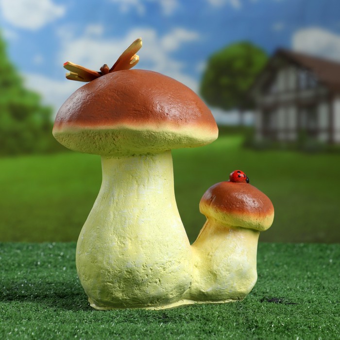 

Хорошие сувениры Садовая фигура "Гриб белый двойной с бабочкой" 23см, Разноцветный