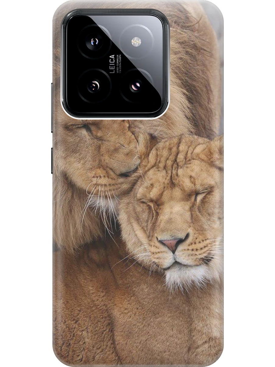 

Силиконовый чехол на Xiaomi 14 с рисунком "Милые львы", Бежевый;коричневый, 20012082