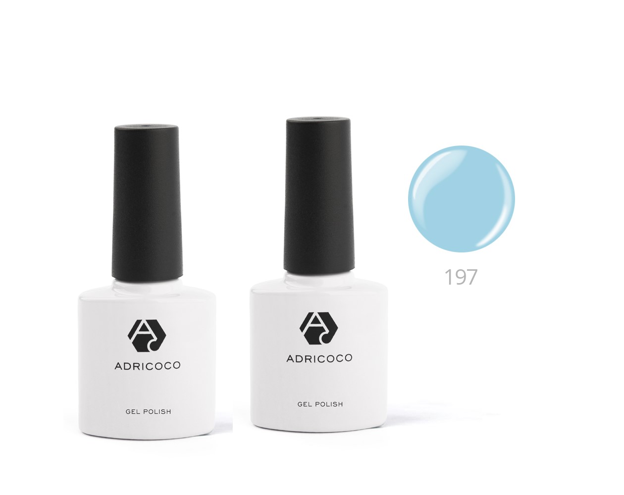 Цветной гель-лак для ногтей AdriCoco №197 небесно-голубой 8 мл 2 шт