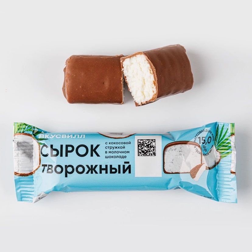 

Сырок творожный ВкусВилл с кокосовой стружкой 15% 40 г