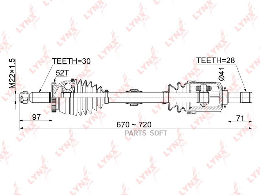 

LYNXAUTO 'CD1054A Привод в сборе пер.лев.HYUNDAI Santa Fe(CM) 2.2D AT 06-12 1шт