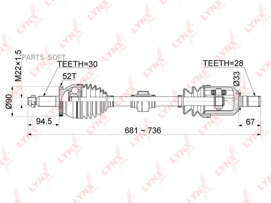 

LYNXAUTO 'CD1060A Привод в сборе пер.лев.HYUNDAI Santa Fe(DM) 2.4 12>, KIA Sorento(XM) 2.4