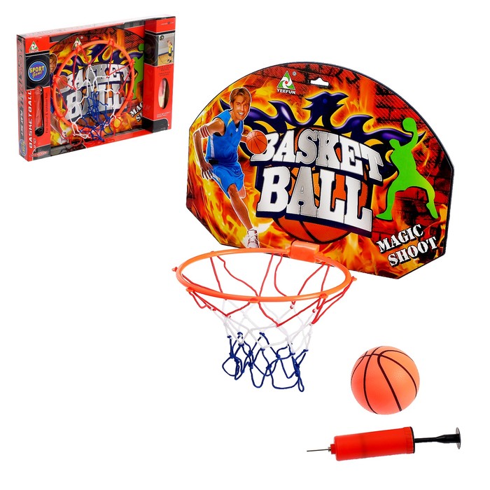 Баскетбольный набор «Штрафной бросок», с мячом, диаметр мяча 12 см, диаметр кольца 23 см. бросок из темноты