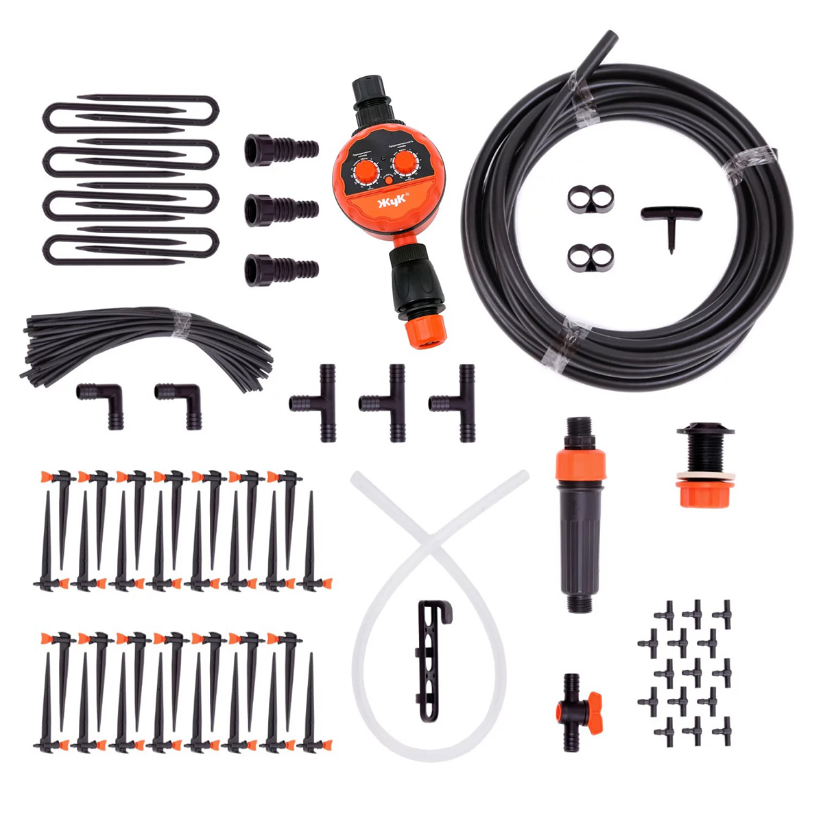 Комплект для капельного полива Жук 7305-00, 60 растений 600012768231 оранжевый,  черный