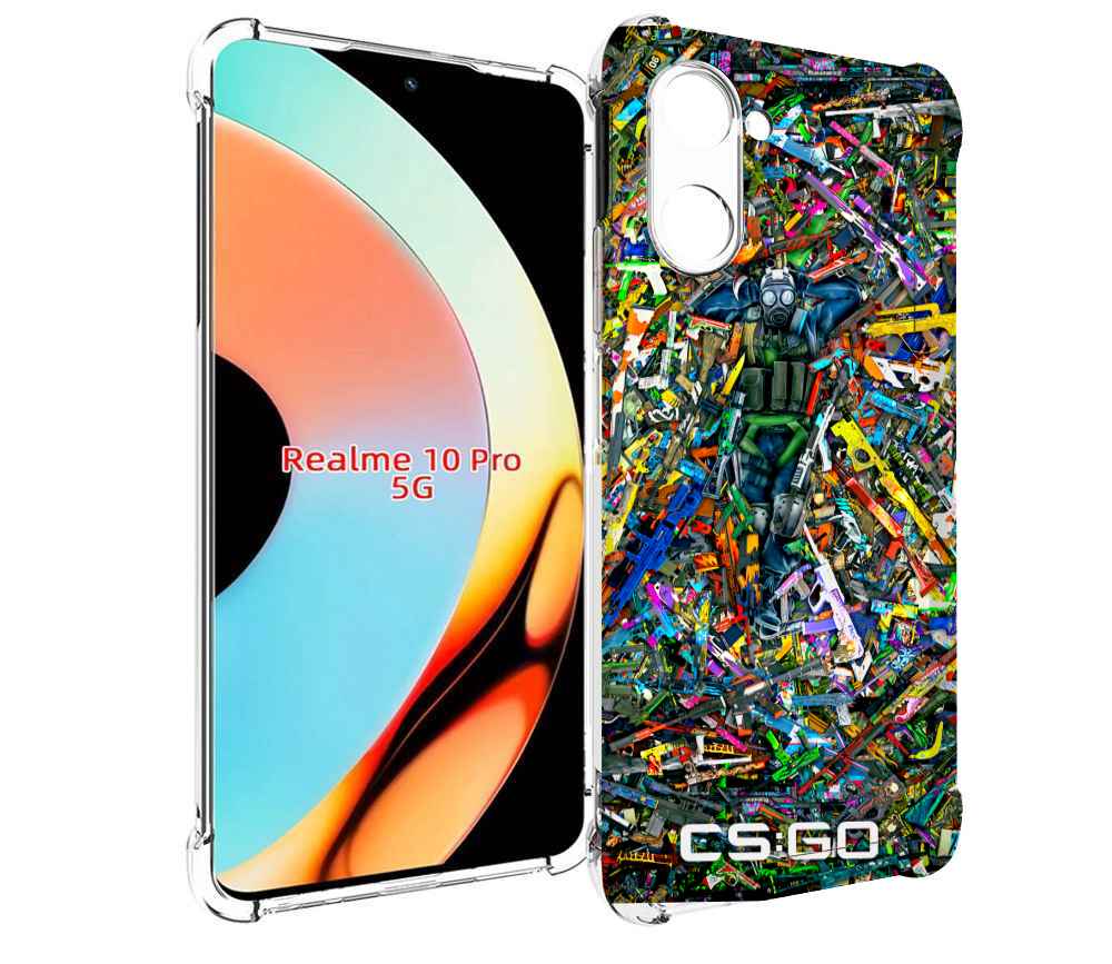 

Чехол бампер MyPads CS GO guns skins мужской для Realme 10 Pro п..., Прозрачный, Tocco