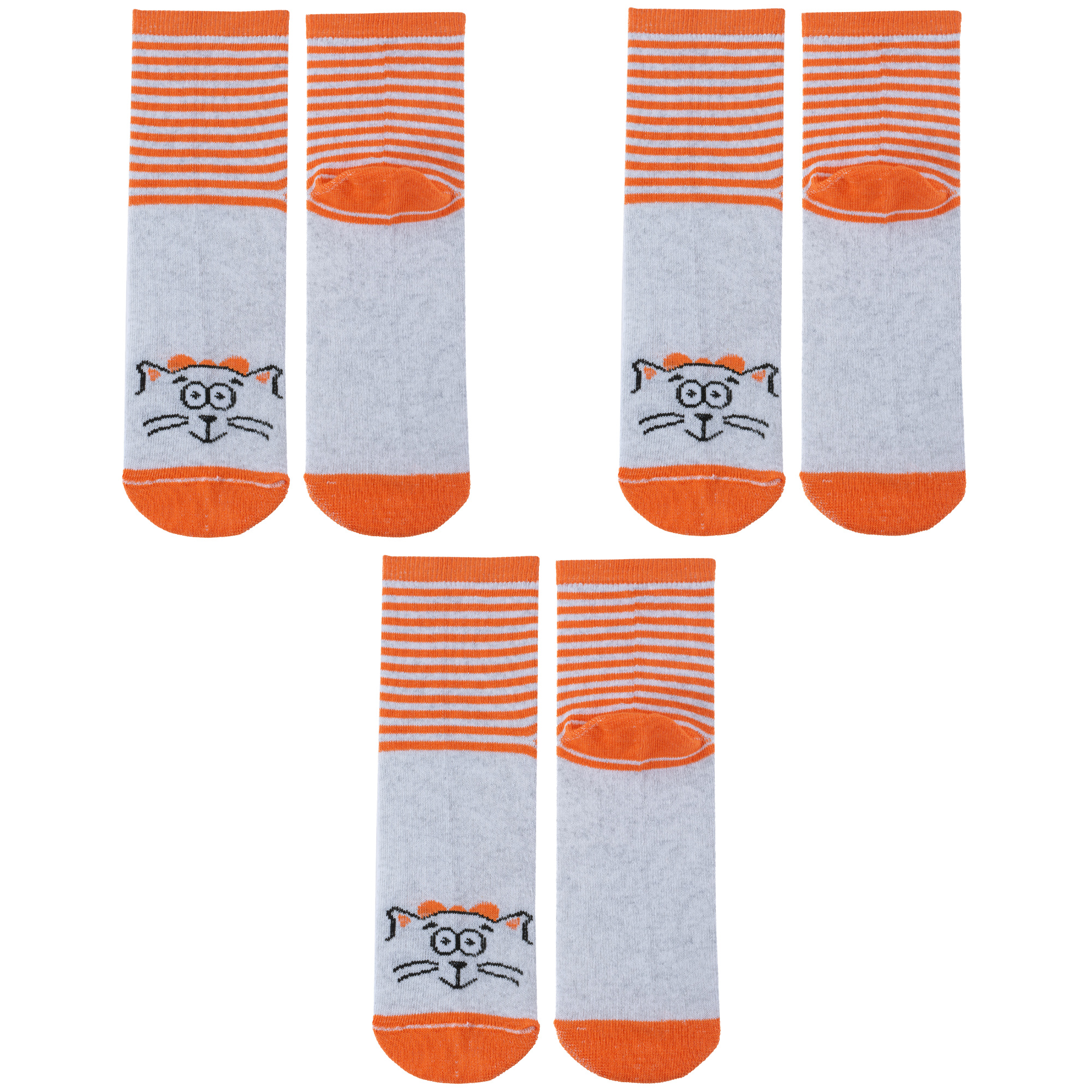 Носки детские Альтаир 3-С183, оранжевые со светло-серым, 24