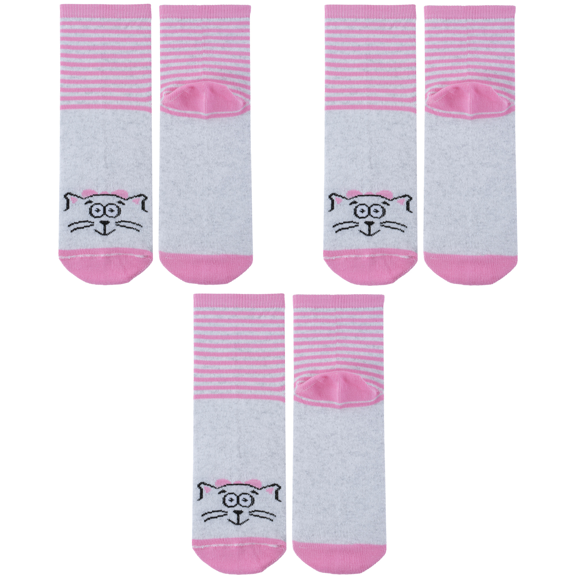 Носки детские Альтаир 3-С183, розовый; серый, 24. гладкие детские колготки светло оливкового а и мордочкой котика