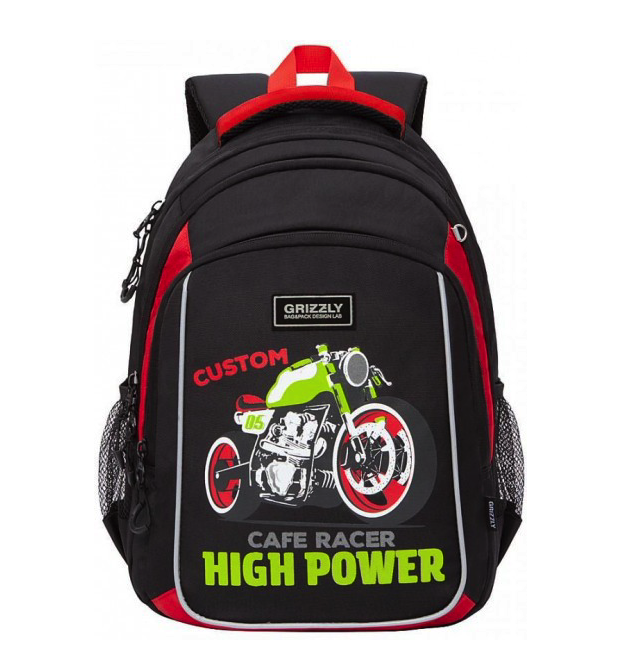 

Рюкзак детский GRIZZLY /1 черный - красный RB-152-3, RB-152-3