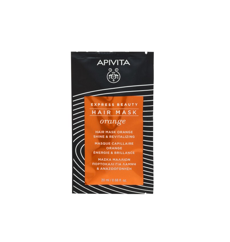 Маска для волос Apivita Hair Care Express Beauty Hair Mask Orange Shine&Revitalizing, 20мл