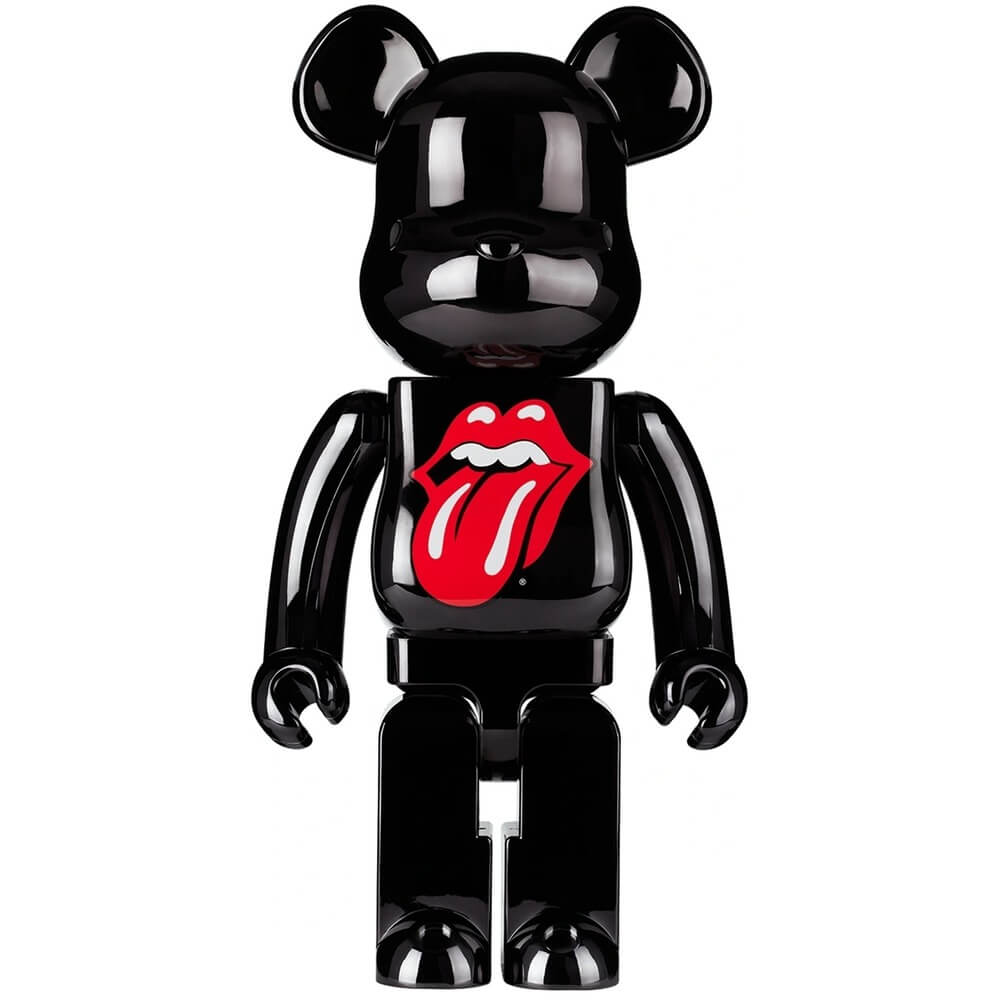 Фигурка Medicom Toy Bearbrick The Rolling Stones Logo Black Chrome 1000%