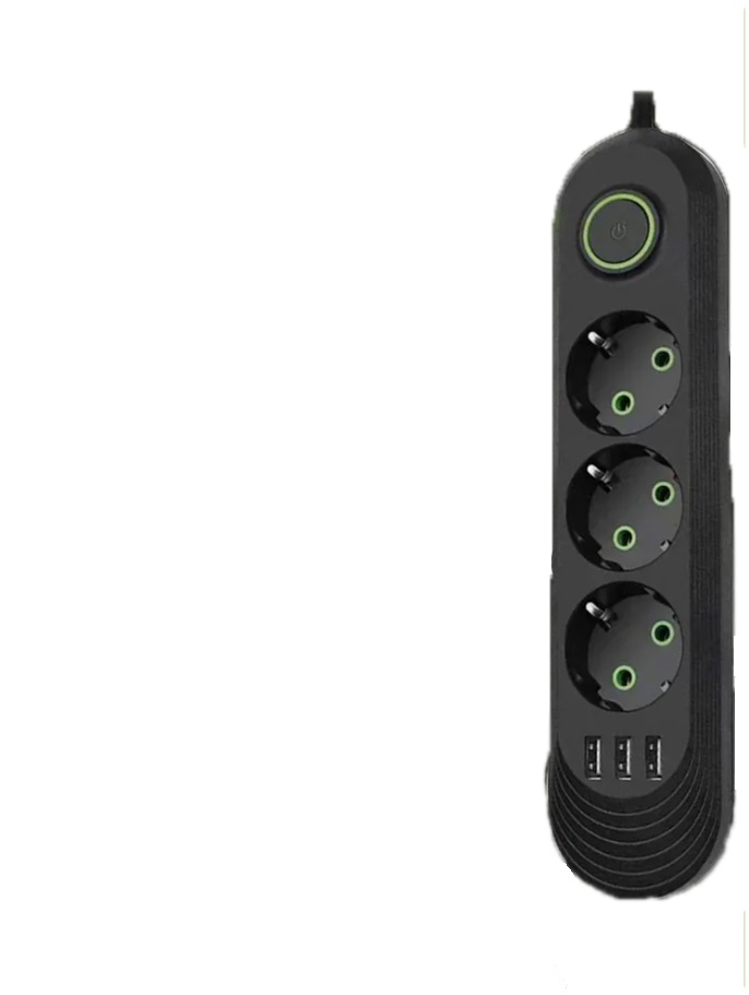 

Удлинитель сетевой фильтр Power Socket 3 метра 3 розетки + 3 USB черный, Удлинитель сетевой фильтр 3 метра 3 розетки + 3 USB черный