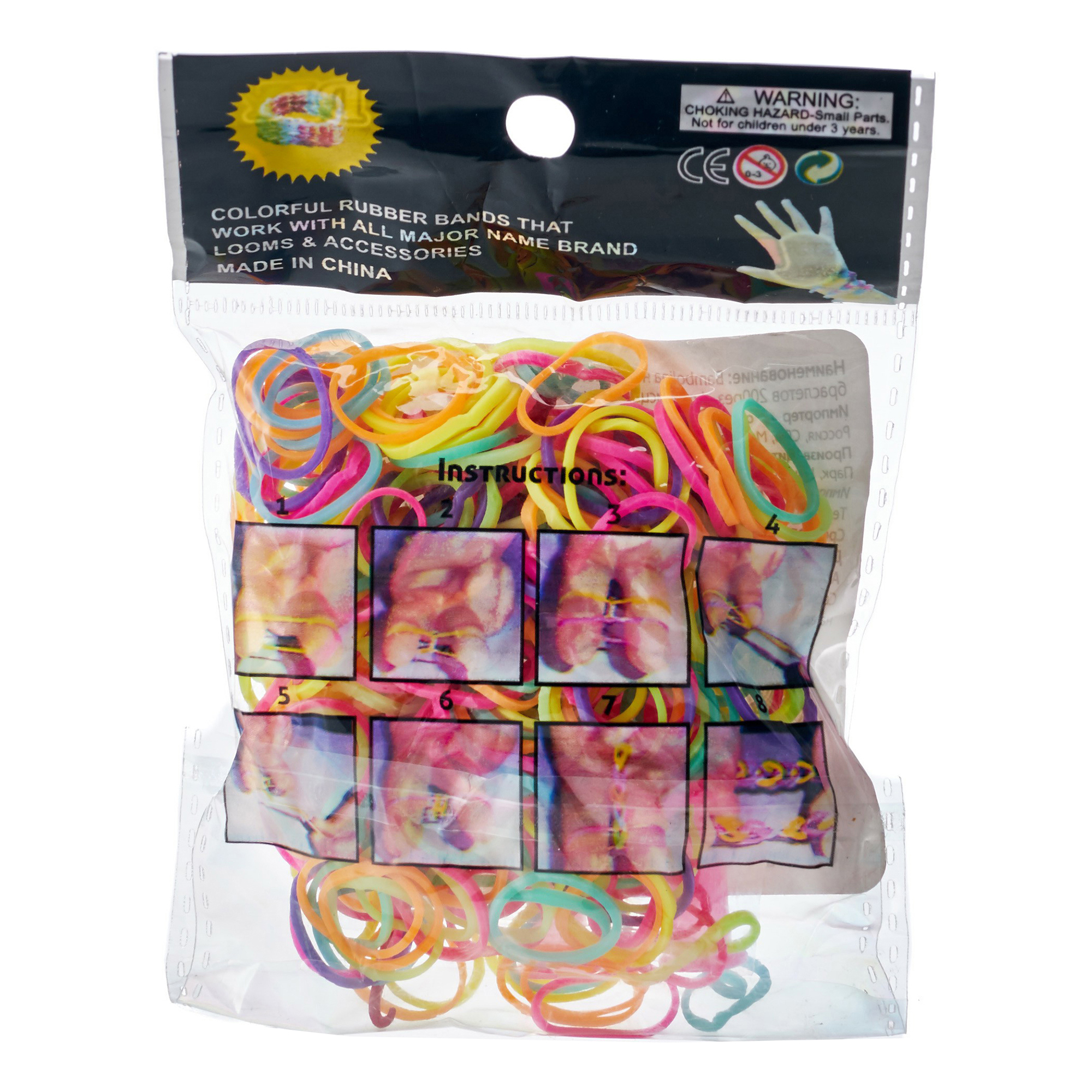 фото Набор для плетения браслетов bambolina флуоресцентные цветные резинки 200 шт