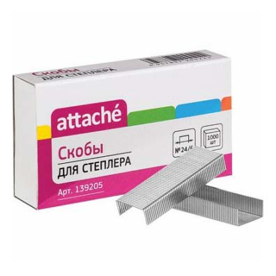 

Скобы Attache оцинкованные для степлера №24/6, Серебристый