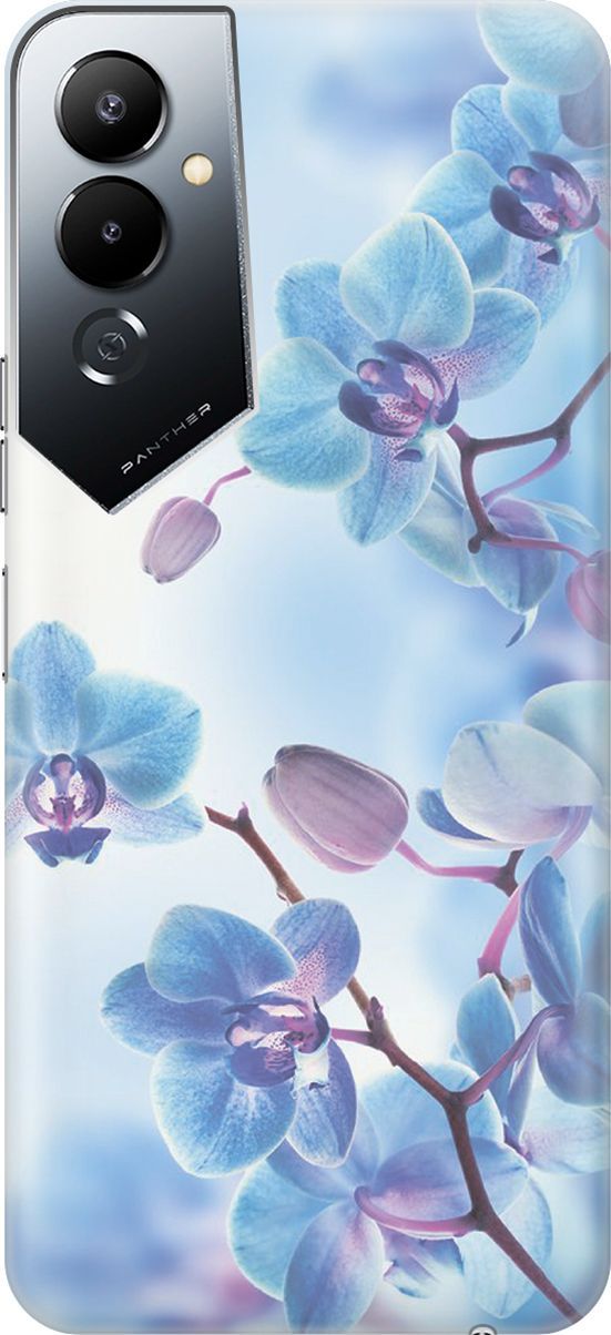 

Силиконовый чехол на Tecno Pova 4 с принтом "Голубые орхидеи", Голубой;серый, 158045