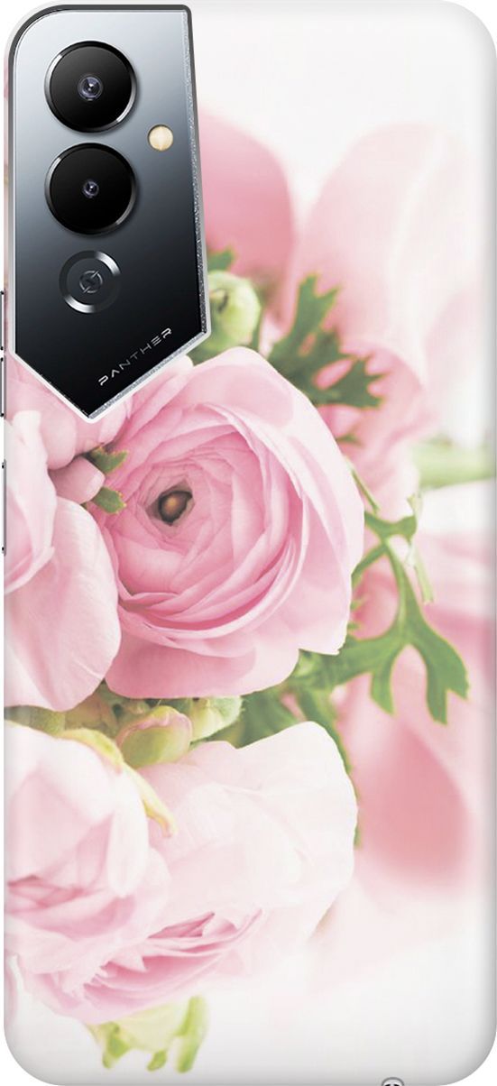 

Силиконовый чехол на Tecno Pova 4 с принтом "Розовые розы", Белый;розовый, 158045