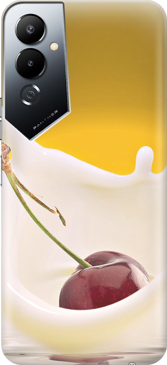 

Силиконовый чехол на Tecno Pova 4 с принтом "Ягода в молоке", Белый;желтый, 158036