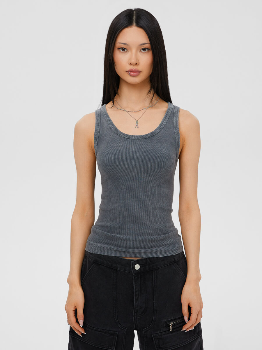 

Майка женская Feelz Washed tank серая XXS, Серый, Washed tank