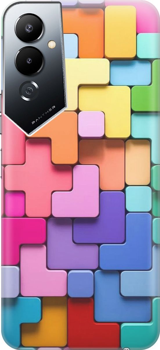 

Силиконовый чехол на Tecno Pova 4 с принтом "Паттерн из блоков", Голубой;розовый, 158047