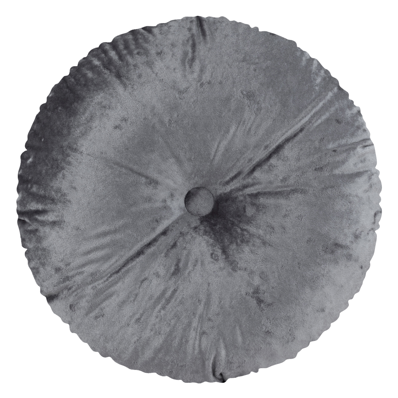 фото Декоративная подушка круглая бархат плюш с пуговицей zengintex, 40х40 см., серый меланж