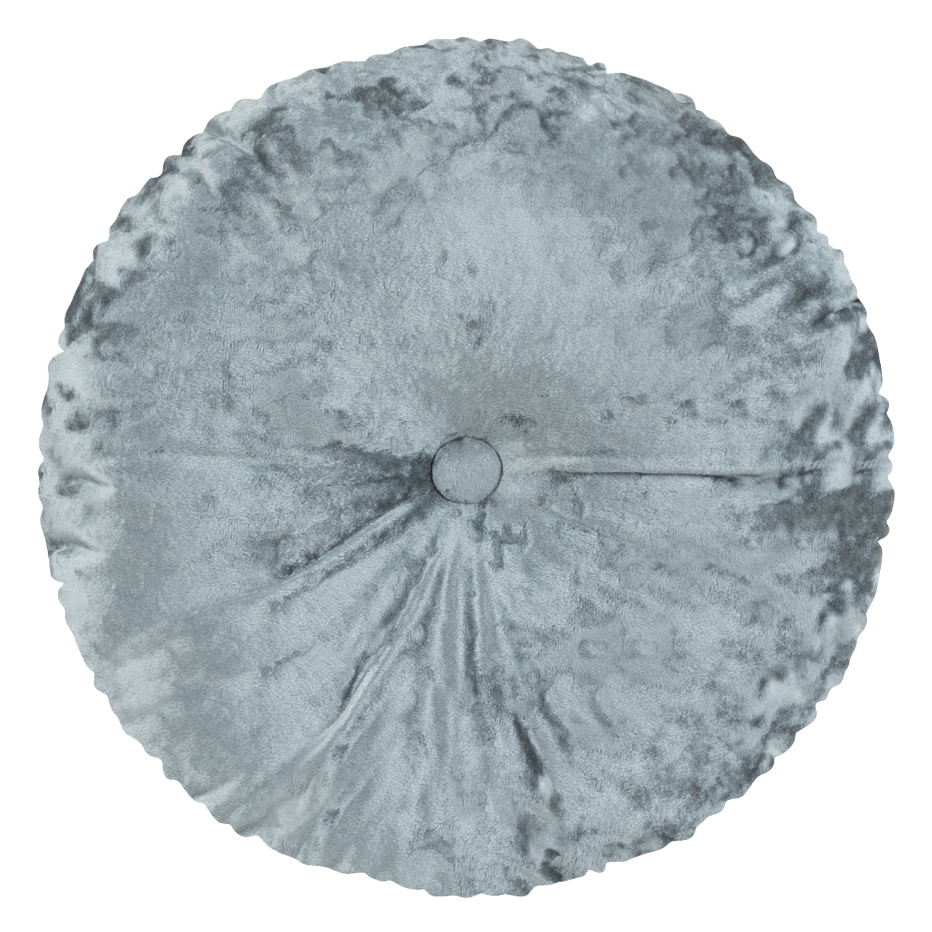 фото Декоративная подушка круглая бархат плюш с пуговицей zengintex, 40х40 см., серо-голубой