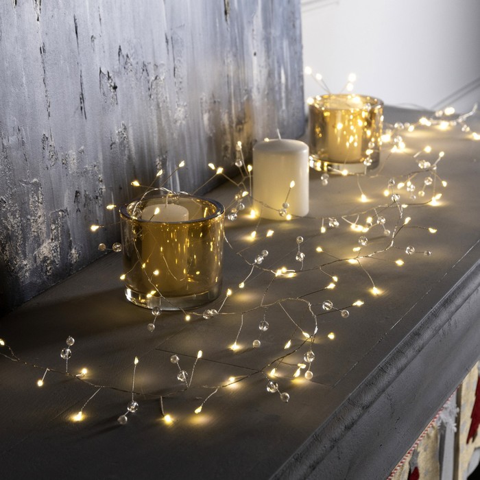 

Световая гирлянда новогодняя Luazon Lighting Шарики 9085127 2 м белый теплый, Шарики