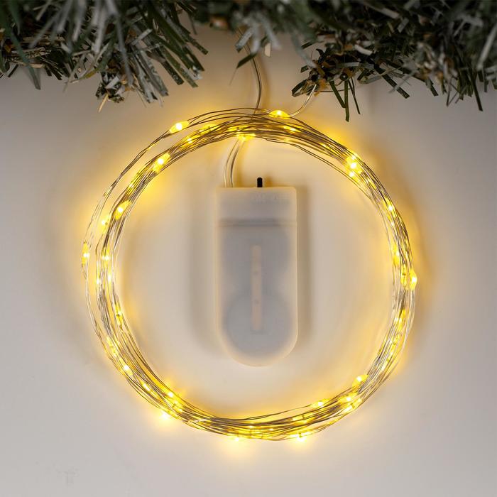 

Светодиодная нить Luazon Lighting Нить роса 2433898 5 м желтый, Нить роса