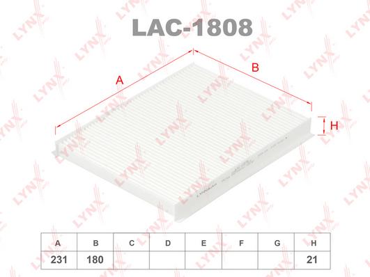 Фильтр салона LYNXauto lac1808