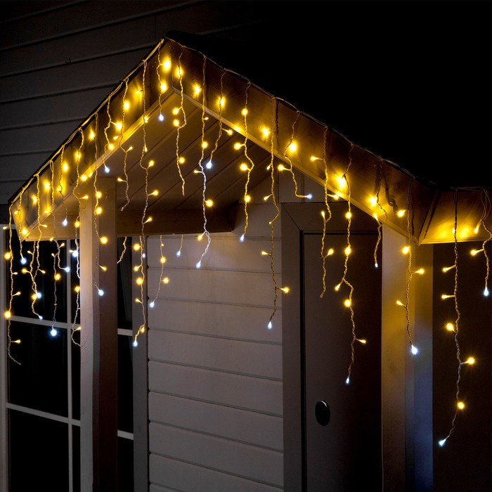 

Luazon Lighting Гирлянда «Бахрома» 3x0.6 м, IP44, УМС, белая нить, 160 LED, свечение тёп