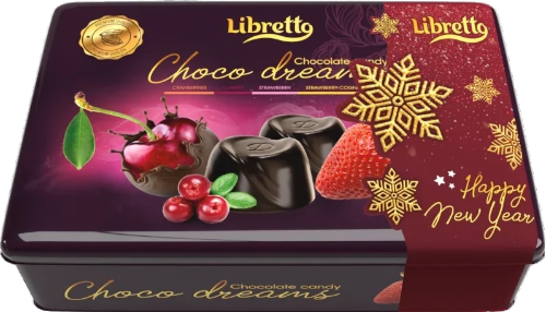 Конфеты шоколадные Libretto Choco dreams вишня, клубника, клюква с коньяком 200 г